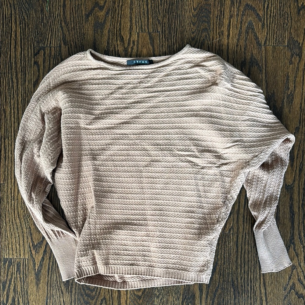 Cyrus Light Tan Textured Knit Sweater